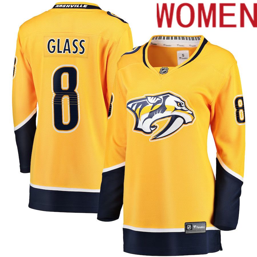 Women Nashville Predators #8 Cody Glass Fanatics Branded Gold Home Breakaway Player NHL Jersey
